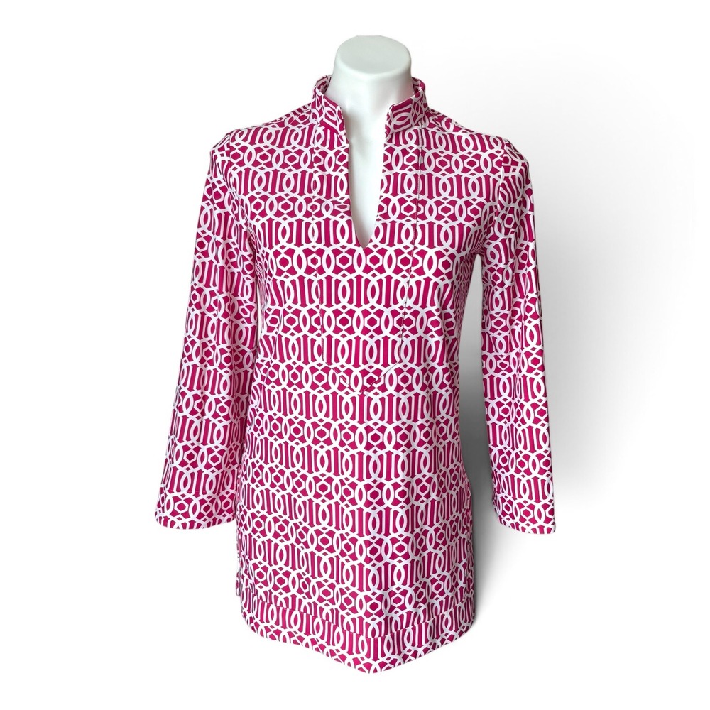 Jude Connally Chris Tunic Top
Gilded Jude Cloth Magenta White Geometric Size Med